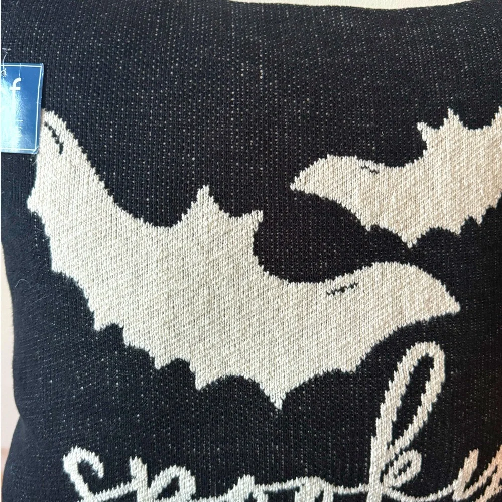 NEW. C&F Home Halloween Spooky Bat Pillow throw. Double Sided. 20” X 20”. 🦇 🎃